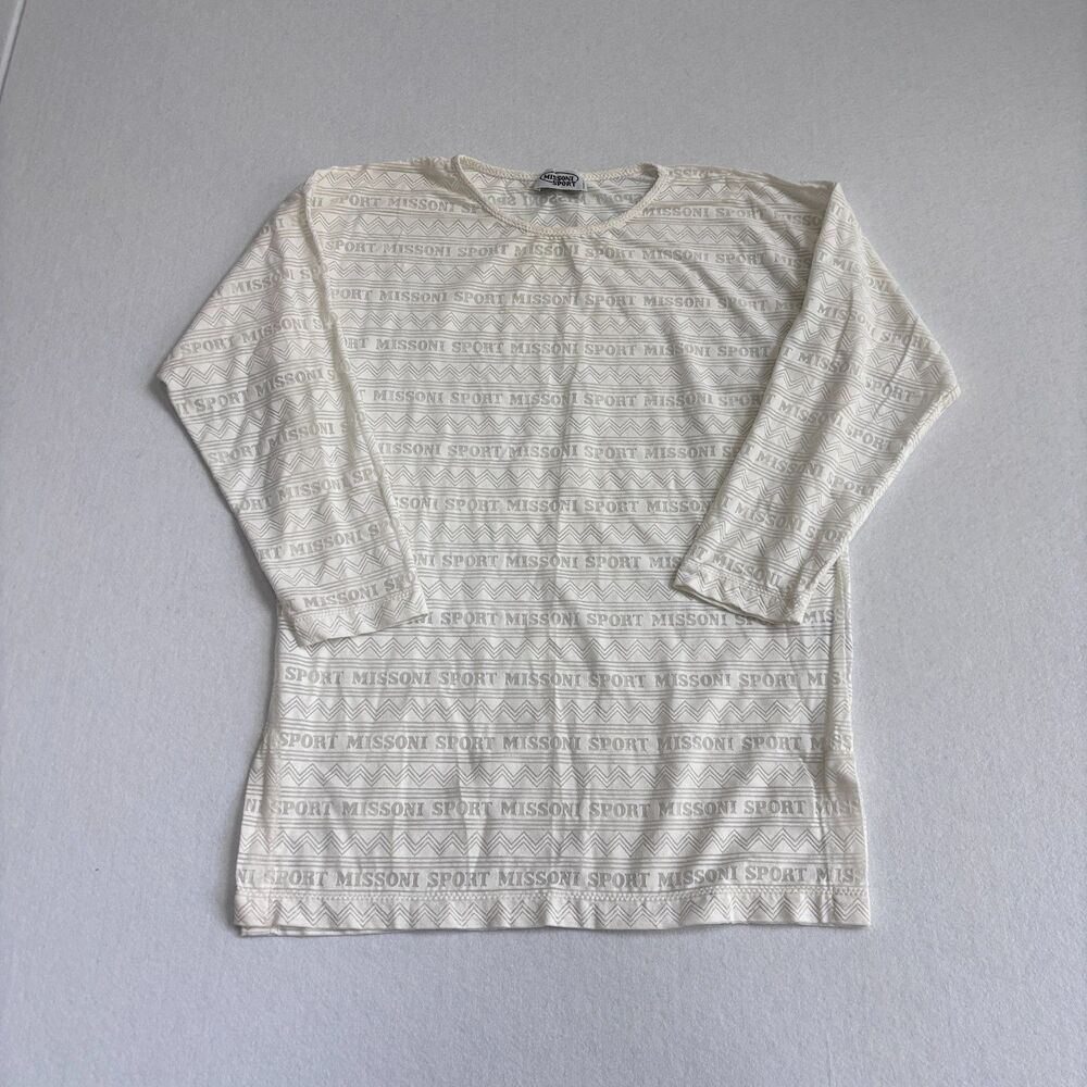 Missoni Sport Long Sleeve T Shirt Women's S White Sheer Athleisure Vintage Y2K